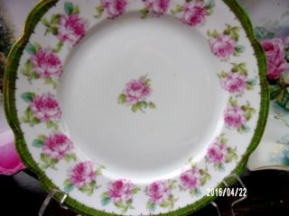 Vintage M.  Z.  Austria Pink Cabbage Roses Cabinet Plate Victorian Scalloped