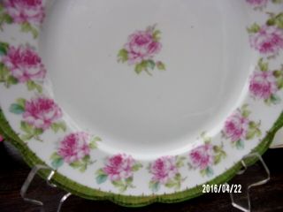 VINTAGE M.  Z.  AUSTRIA PINK CABBAGE ROSES CABINET PLATE Victorian scalloped 3