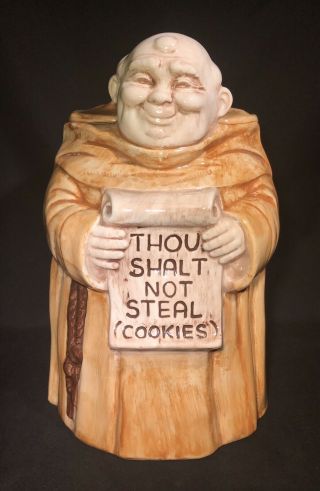 Vintage Treasure Craft “thou Shalt Not Steal (cookies) ” Friar Monk Cookie Jar