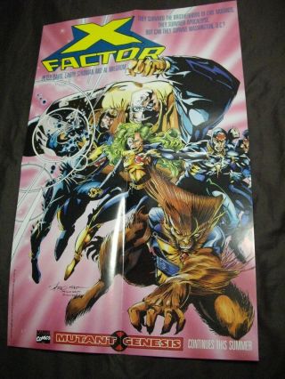 Vintage 1991 Sdcc Marvel Comic Xfactor Poster Rare 14 " X22 " Mutant Genesis Xmen
