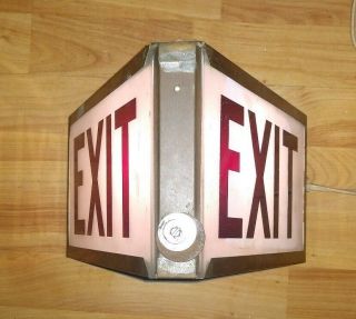Vintage Theater Triangle Exit Sign Lighted Two Way