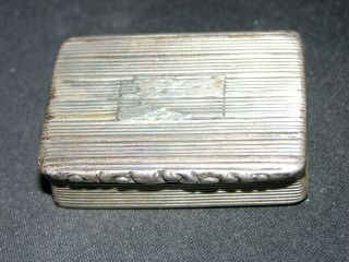 Antique Small Very Heavy Silver Snuff Or Pill Box With Gold Was Interior Hallmkd