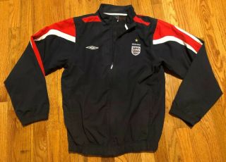 Mens Umbro Soccer Football Futbol Zip Front Jacket England Navy Size Small - Euc