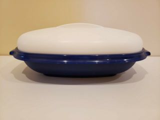 Vintage Tupperware 1273 Blue/white 3 Piece Microwave Vegetable/rice Steamer