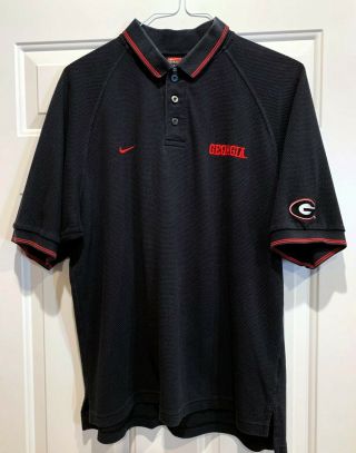 Nike Team University Of Georgia (uga) Embroidered Black Polo Shirt - Size Large