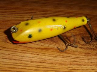 Vintage Fishing Lure Wooden Creek Chub Darter Series 8000 - Cb Yellow Spotted 1946