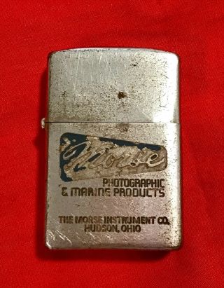 Vintage Zippo Lighter 1953 - 54 Advertising With Matching Insert Morse Instrument