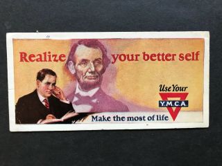 1924 Vintage Ymca Blotter Abraham Lincoln Realize Your Better Self - Use Your Y