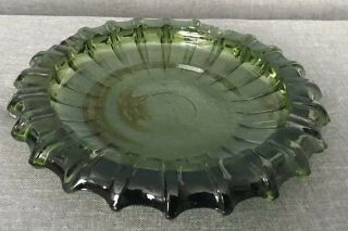 Vintage Mid - Century Heavy Green Glass Large Round Ashtray 10 "