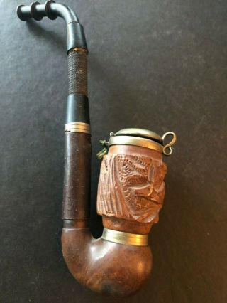 Vintage Bruyere Tobacco Smoking Pipe With Metal Lid