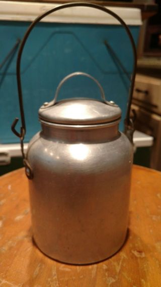 Vintage Metal One Quart Cream Milk Can With Handle