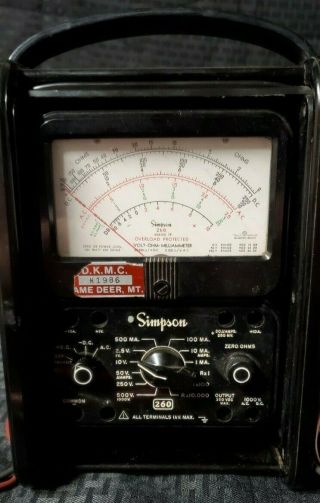 VINTAGE Simpson 260 Series 7P with Roll Top Case - Analog Multimeter With Leads 2