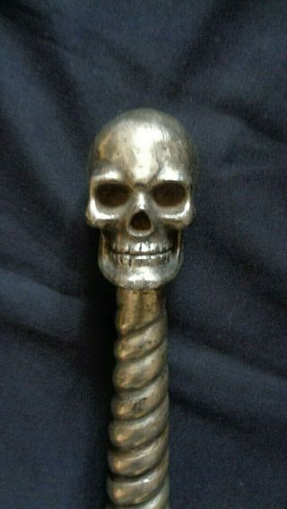 An Antique Ritual Sword With Silver Plated Bronze Skull Handle.  Satanic,  Wicca