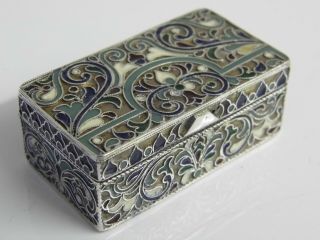 A Fine Exquisite Antique Russian Silver 84 Champleve Enamel Snuff Box