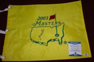 Signed Mike Weir Augusta National 2003 Masters Golf Pin Flag Beckett Bas B06584