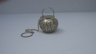 Vintage Webster Sterling Silver Basket Tea Ball Strainer