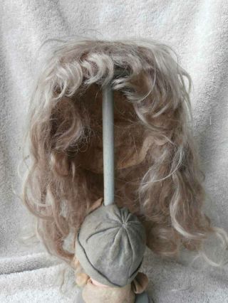 Large Antique Ash Blonde Mohair Doll Wig 14 " Circumference Bangs