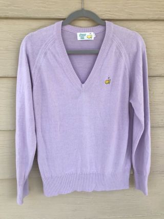 Vintage Augusta National Golf Masters Womans V Neck Sweater Purple Size Large