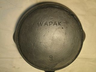 Antique WAPAK Cast Iron SKILLET Frying Pan RESTORED 8 EARLY LOGO Heat Ring 2