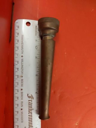 Rare Vintage Solid Brass Garden Hose Water Spray Nozzle 5 " Long Fixed Jet