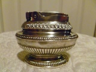 Vintage 1950 ' s Ronson Queen Anne table lighter Sterling silver plated 2