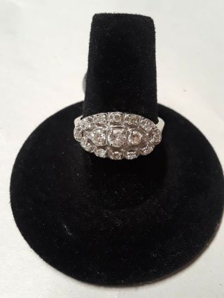 Vintage Antique 14k White Gold Diamond Duchess Princess Ring Cocktail Engagement
