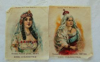 2 Zira Tobacco Silks - Queens Victoria England - Esther Yiddish