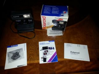 Vintage Polaroid One Step Instant Camera With Box And Manuals