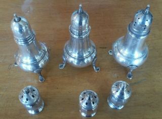 Vintage Sterling Silver Footed Salt & Pepper Shakers Rs Co.  - V L