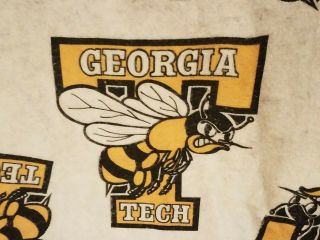 Georgia Tech University Vintage White Blanket 89X69 Yellow Jacket Made in USA 3