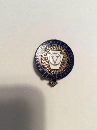 Vintage 1928 Sterling Silver Masonic Veterans Of Pennsylvania Pin
