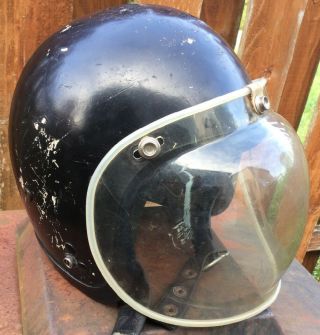 Vintage 1960’s Agv Valenza Jet - Style Motorcycle Helmet With Bubble Face Shield