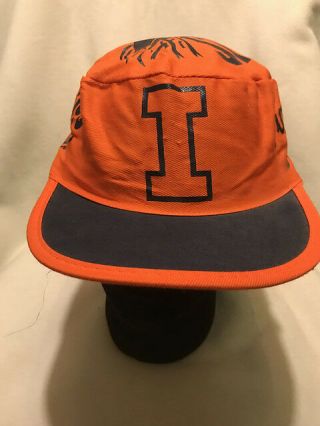 Vtg University of Illinois Fighting Illini Indian Logo Painter Cap Hat 2