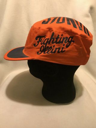 Vtg University of Illinois Fighting Illini Indian Logo Painter Cap Hat 3