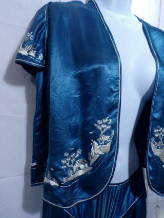 Stunning veg Chinese Asian hand embroidered sewn pants jacket Pajamas L 338 2