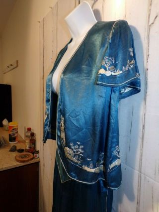 Stunning veg Chinese Asian hand embroidered sewn pants jacket Pajamas L 338 3