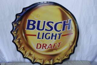 Vintage Busch Light Bottle Cap Beer Sign
