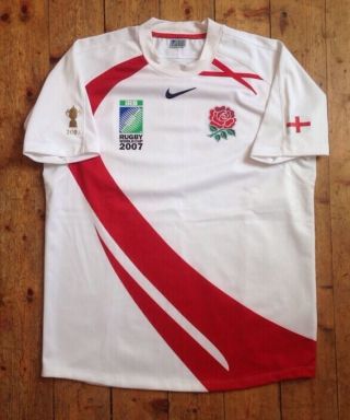 ENGLAND RFU NIKE IRB RUGBY WORLD CUP 2007 Vintage Rugby Union Jersey / Shirt - M 2