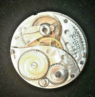 Antique Elgin 0 Size 7j Pocket Watch Movement With Crown And Staff