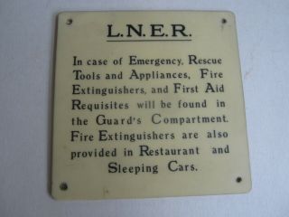 Old Vintage Lner London North Eastern Railway - Train Emergency Sign - Plastic