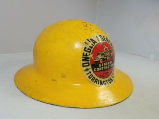 Antique/vintage Yellow Steel Construction Hard Hat Usa By " Mc "