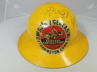 Antique/Vintage Yellow Steel Construction Hard Hat USA by 
