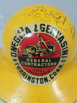 Antique/Vintage Yellow Steel Construction Hard Hat USA by 