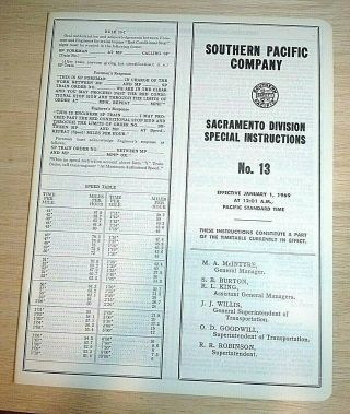 Southern Pacific Sacramento Division Special Instructions No.  13 Jan,  1969