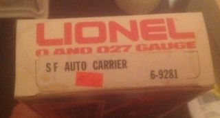 VINTAGE Lionel 6 - 9281 Santa Fe SF Auto Carrier (No Cars) O 027 SCALE w/ Orig BOX 3