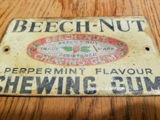 1930s Vintage Beech Nut Chewing Gum Tin Sign General Store Candy Confection Old