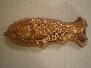 Vintage Copper Tin - Lined Fish Mold Jelly/cake Pan 12 " X 4 1/2 "