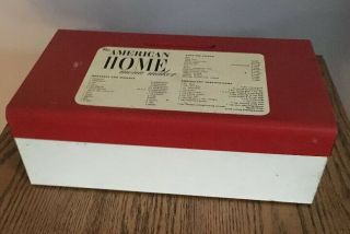 Vintage Metal 1950s Red & White Recipe Box American Home Menu Maker