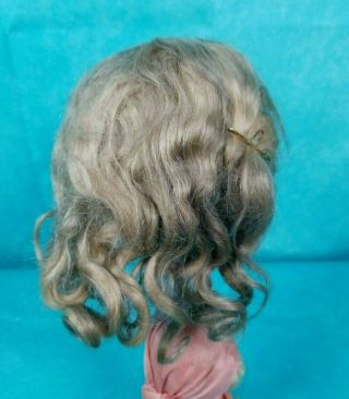 Antique German Kestner Bisque Doll Head Mohair Wig Blonde 11 Inch Circumference