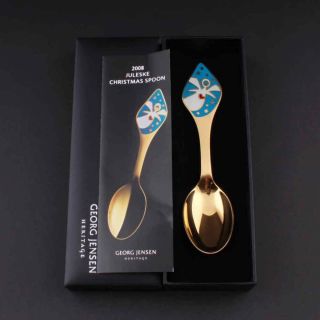 Georg Jensen Christmas Spoon 2008.  Gilded Sterling Silver.  Leo Griffin.  Rare